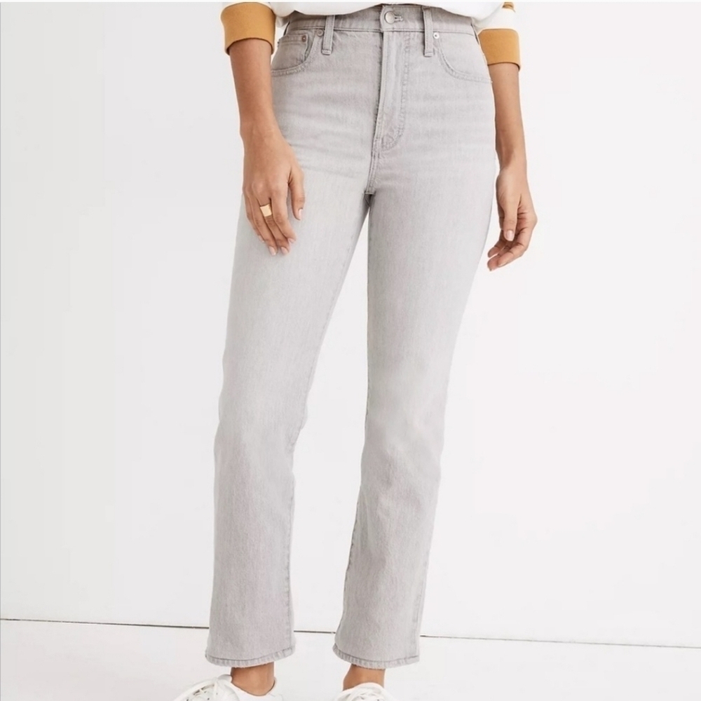 Madewell Slim Demi-Boot Jeans in Dekalb Wash? Light Gray Like New